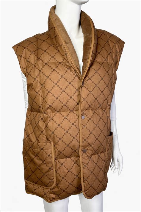 celine puff jacket|celine leather harness vest.